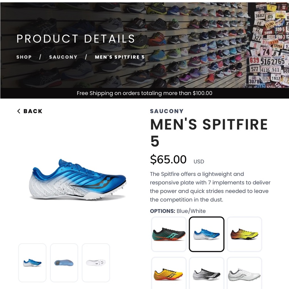 Saucony Spitfire 5 Unisex Track Racing Spike 7.5 Mens